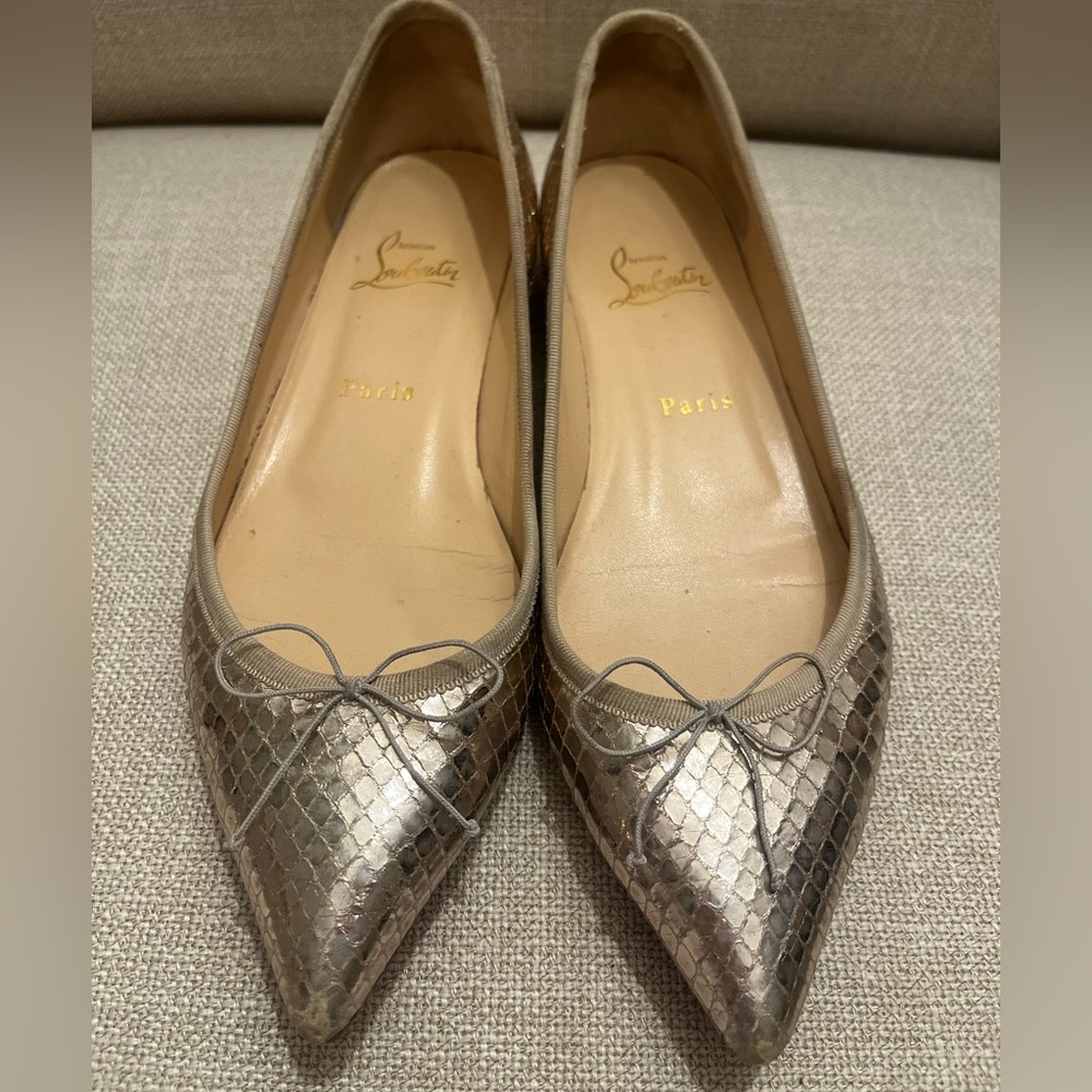 CHRISTIAN LOUBOUTIN SHOES SOLASOFIA SNAKE FASHION BALLER FLATS Golden